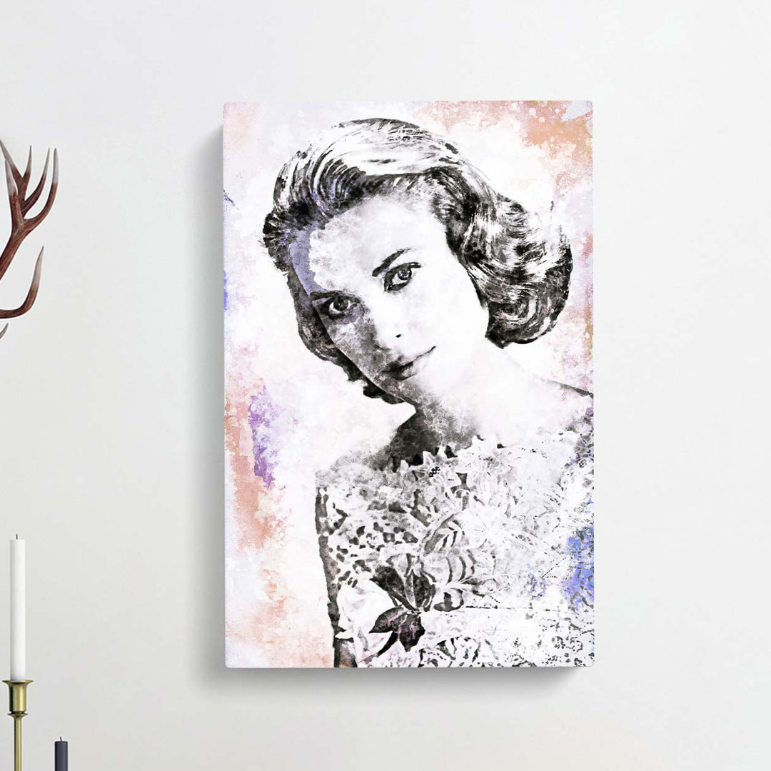 Miss Grace Kelly In Abstract - Wrapped Canvas
