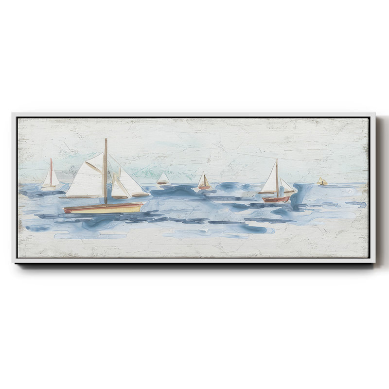 Bateaux sur l'eau I, H 20 po x l 50 po x P 1,5 po, Blanc