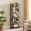 Étagère pliante en acier Jasiana, étagère de rangement étroite H 62 po x l 24 po avec tablettes amovibles en panneau de fibres à densité moyenne, bibliothèque industrielle pliable à 5 niveaux avec structure en acier robuste pour petits espaces, bureau à domicile et salon, brun-1060193868