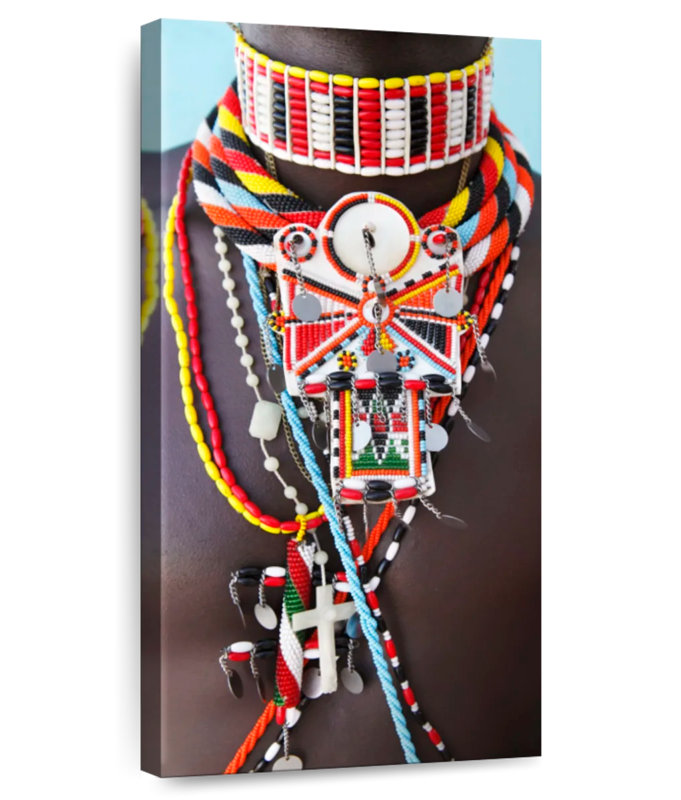 Collier de perles Masai, H 48 po x l 24 po