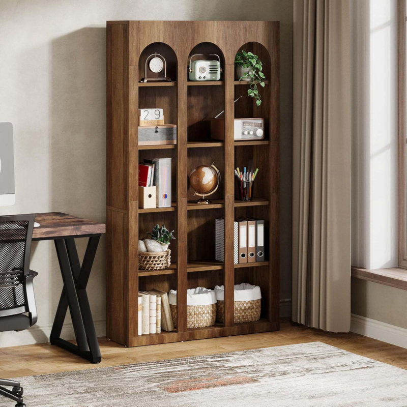 Bibliothèque rustique à 5 niveaux pour salon, bureau, chambre à coucher