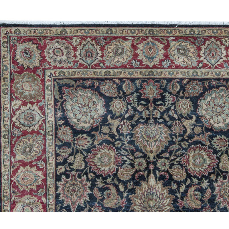 Tapis noir et rouge de haute qualité noué à la main