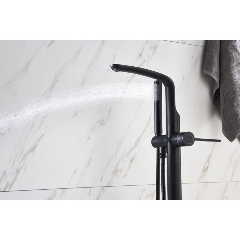 SevenFalls Floor Tub Spout with Diverter, Matte Black