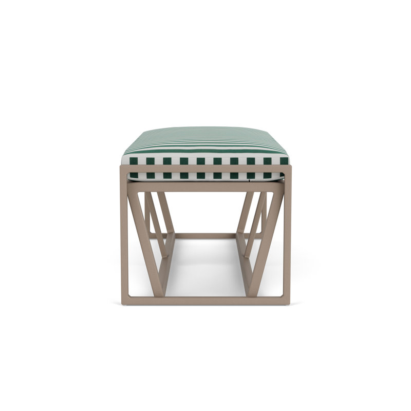 Summit Outdoor Dining Bench, French Beige, Safari White Stripe