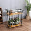 Chariot-bar industriel, tablette en bois massif à deux niveaux, chariot de service en fer avec roues verrouillables, chariot de service pour bar domestique