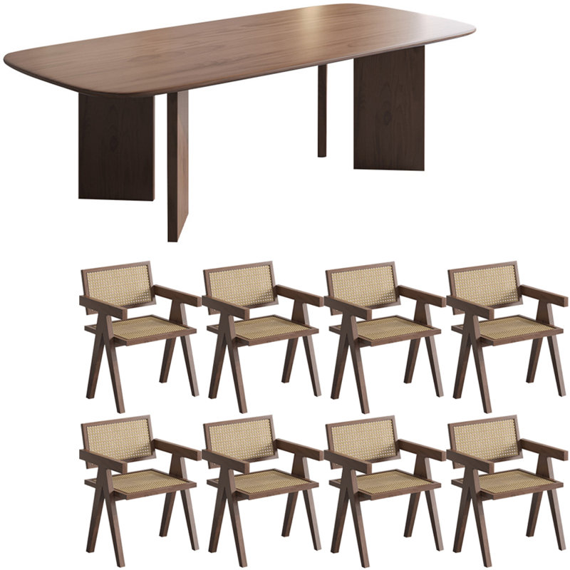 ensemble de table de salle à manger en bois massif de style luxueux clair, H 29,5 po x L 86,6 po x l 35,4 po