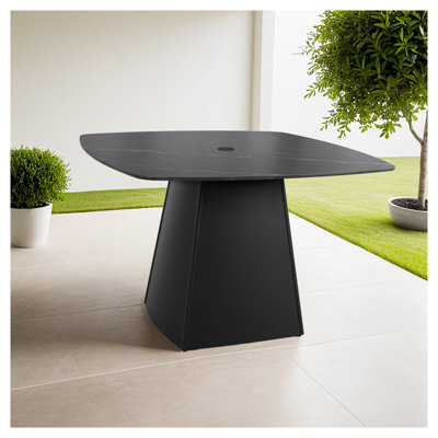 Table de salle à manger d'extérieur 44 po avec plateau en pierre frittée Modern