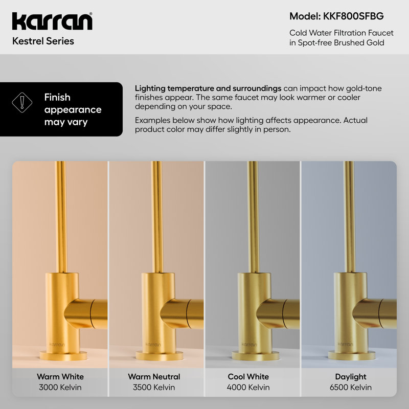 Karran Kestrel Single Handle Beverage Faucet in Spot-Free Brushed Gold, Brushed Gold