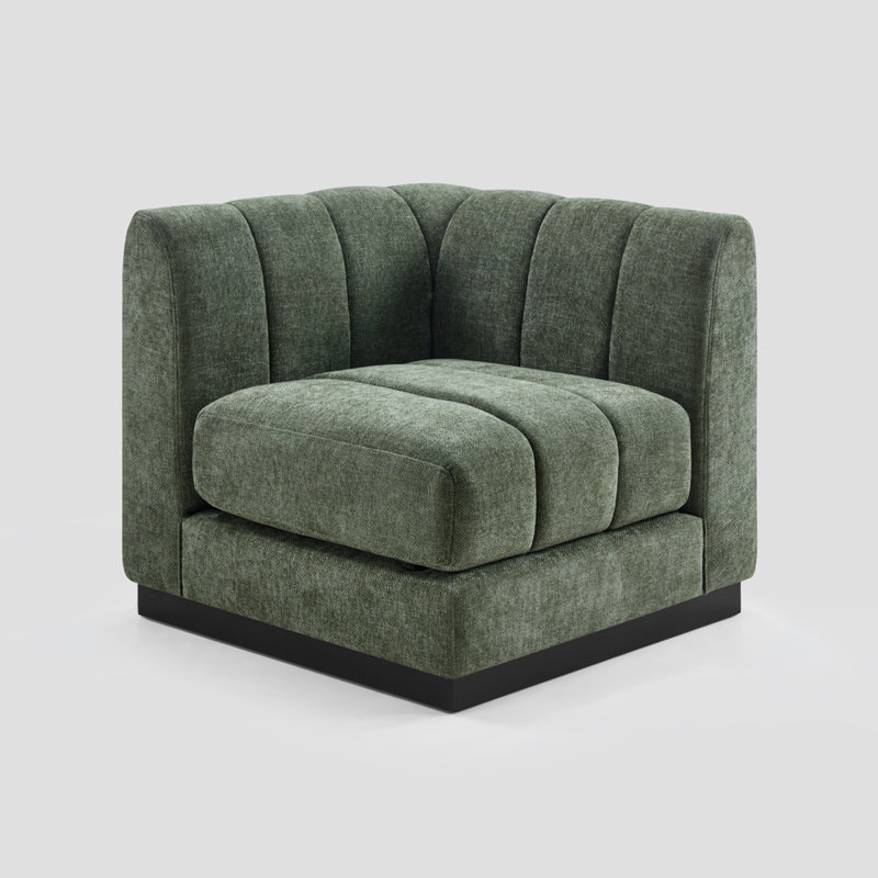 Canapé modulaire Myrhn, canapé-lit 3 places élégant avec base en bois massif, Coton vert