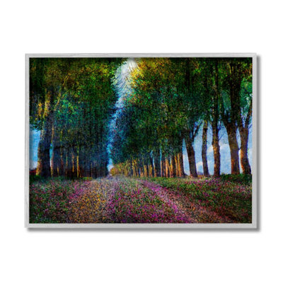 " Purple Floral Field Between Tree Row Landscape " by Chris Vest