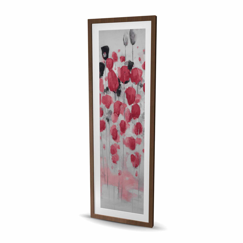 Abstrait champ de fleurs roses - formes de chambre à coucher, reproduction encadrée