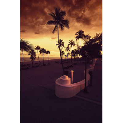 Beach At Sunset - Wrapped Canvas Print