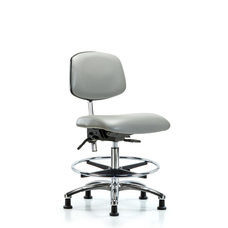 Louise Vinyl Drafting Chair, Dove, Glides, Included