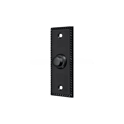 Bouton de cloche Ackeron, rectangulaire avec motif de corde en peinture noire