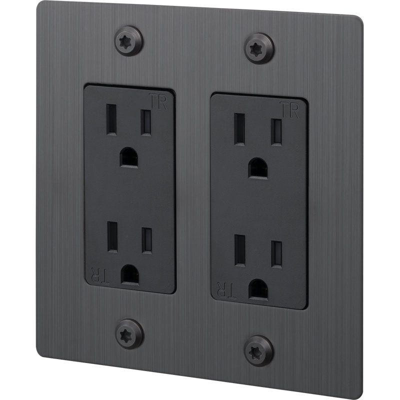 2G Duplex Outlet / Linear / Without Logo, Smoked Bronze
