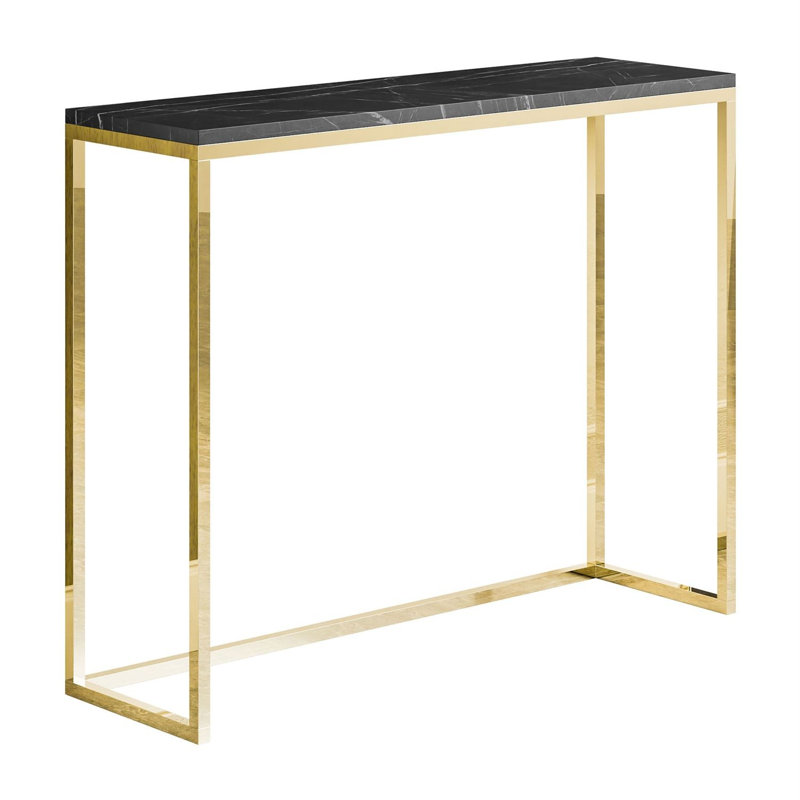 MODERN II Console Table, 100 cm, Gold Chrome / Black Grigia Pietra