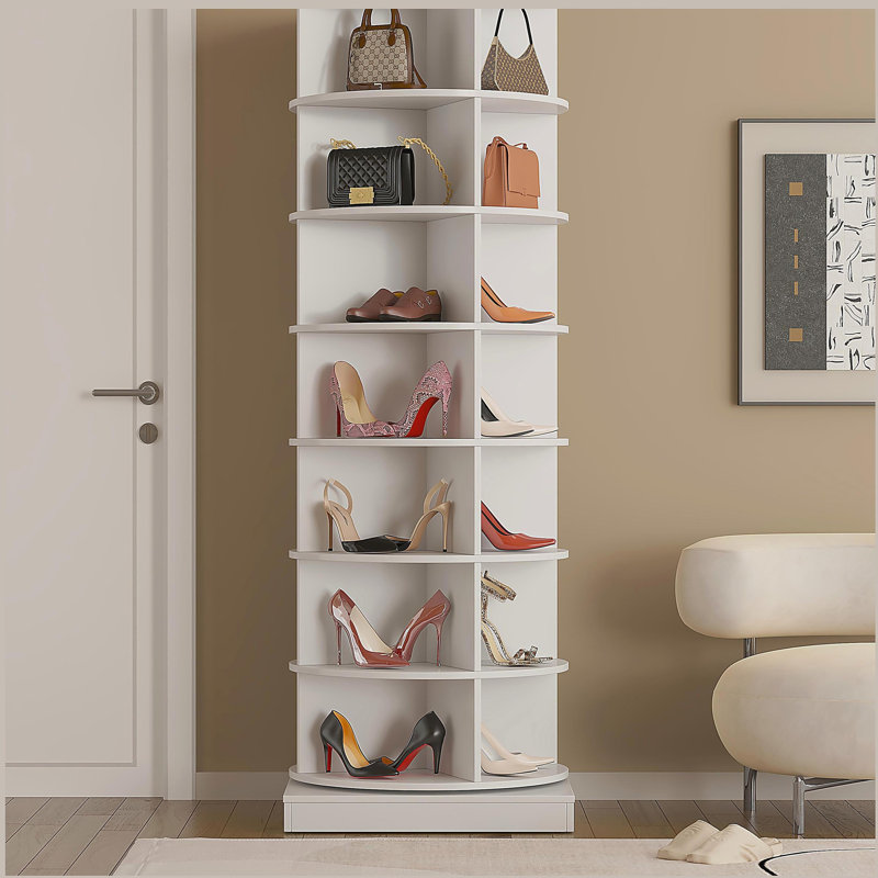 360 Rotating Shoe Cabinet 7 Layers, White, 7