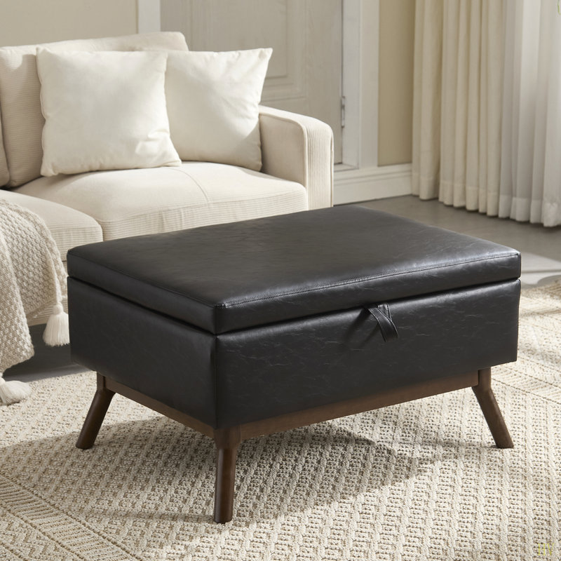 Banc de rangement Mid-Century, Noir