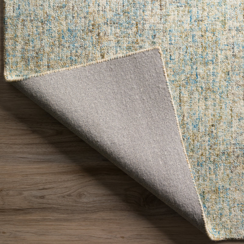 Chambray Elegance Hand-Tufted Wool Rug in Ivory and Light Blue, 9' x 13'