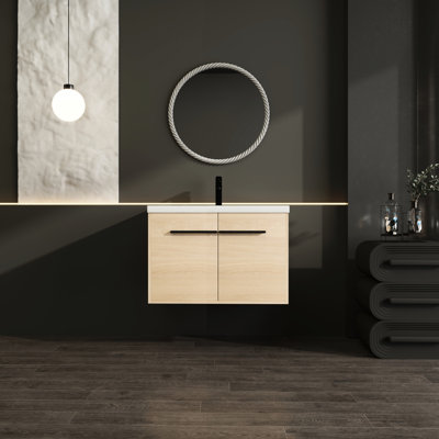 18,1 po Meuble-lavabo large en chêne 30 po avec surface en résine, armoire 2 portes, résistant aux dommages, conception américaine