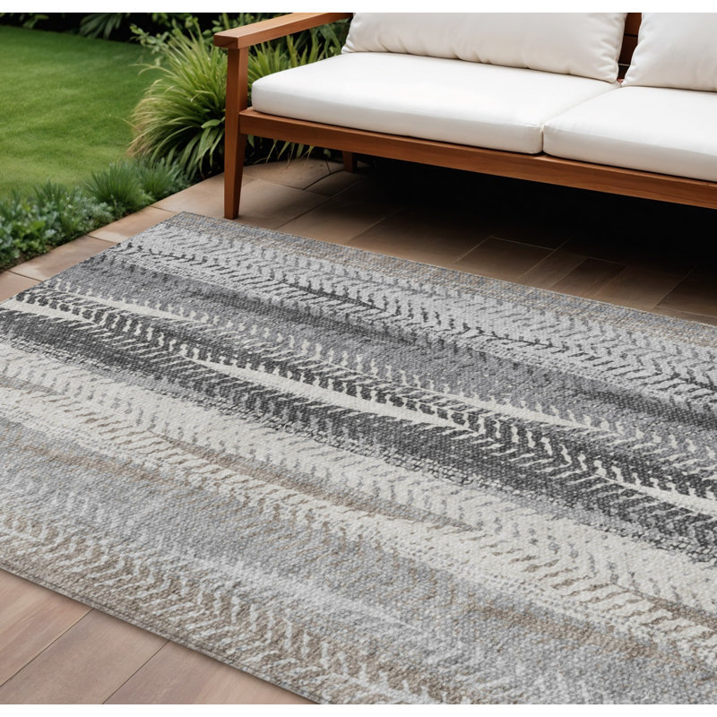 Tapis lavable intérieur kaki ivoire et gris à motif de feuilles botaniques 9 pi x 12 pi