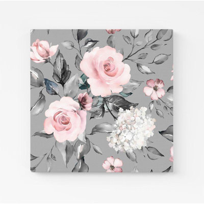 Dusty Pink Roses - Wrapped Canvas Print