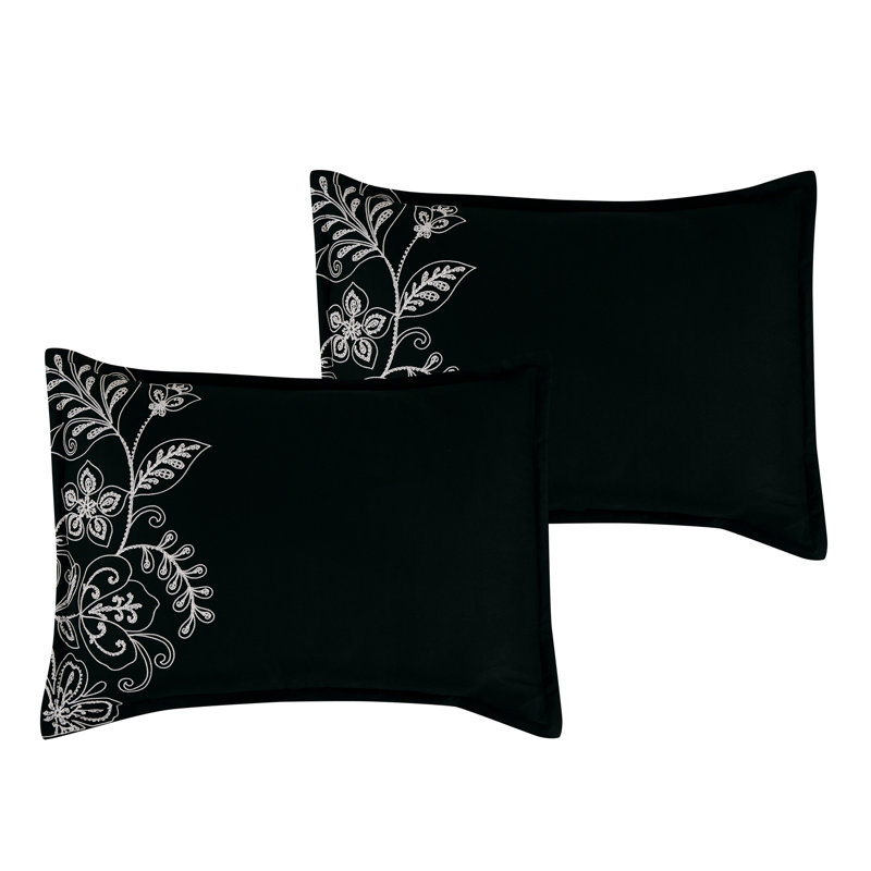 7 Pieces Embroidered Comforter Set Modern Colour Design Bed In A Bag, King Comforter + 6 Additional Pieces