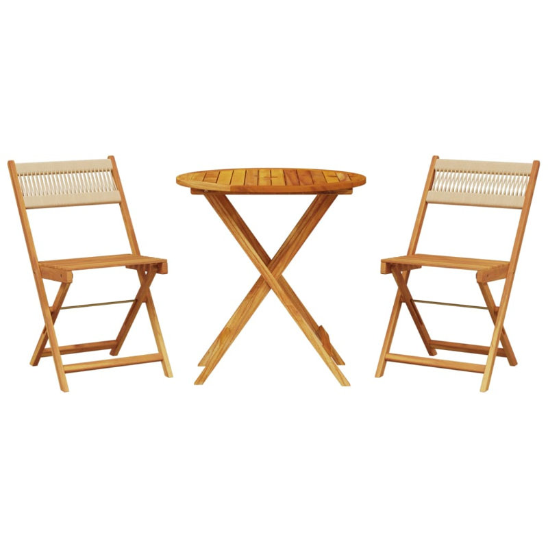 Jaxxon 2 - Person Solid Wood Patio Dining Set Circular Table, Beige