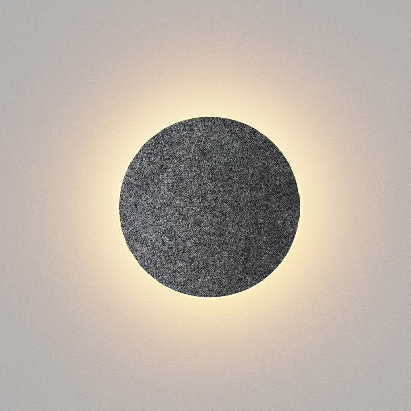 Ramen 1 - Light LED Corner Wall Light, Charcoal Felt, 9" H x 9" W x 2.6" D