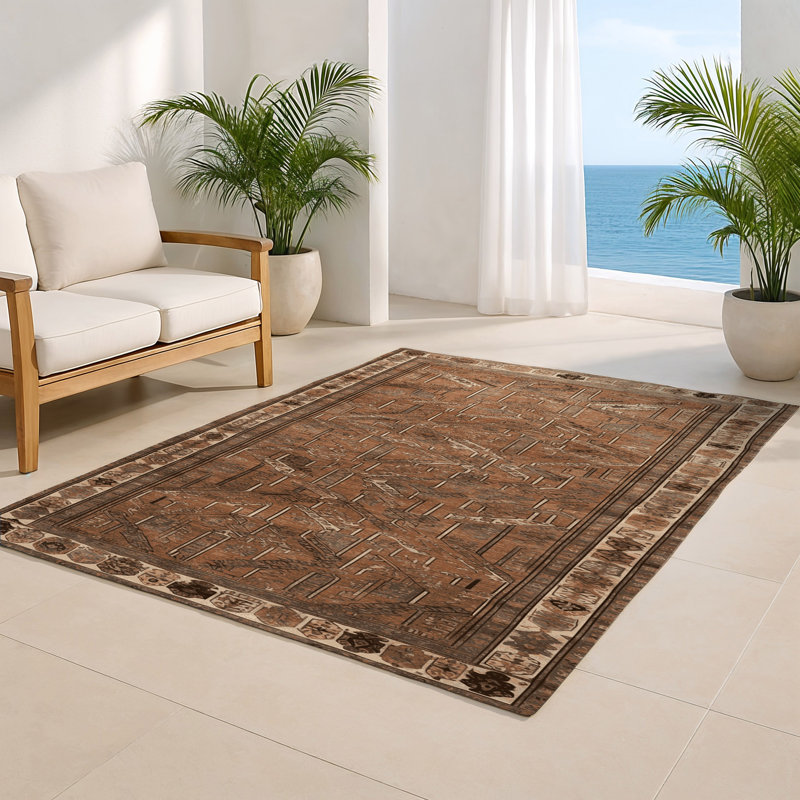 Tapis turc intérieur et extérieur brun, Rectangulaire 8 pi x 10 pi