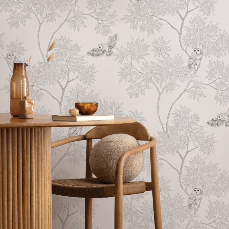 Shanieka Floral Metallic Wallpaper Double Roll, Snow White