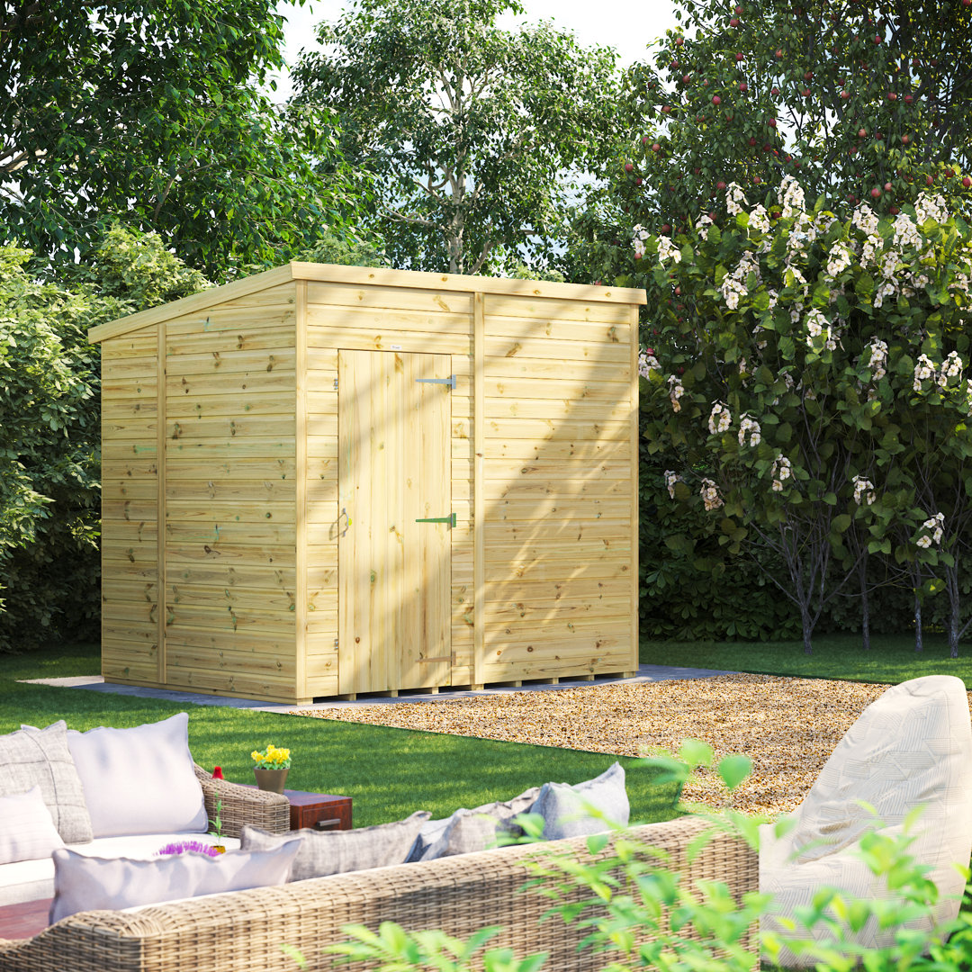 Powersheds 8 x 6ft Premium Pressure Treated Timber Windowless Pent Garden Shed