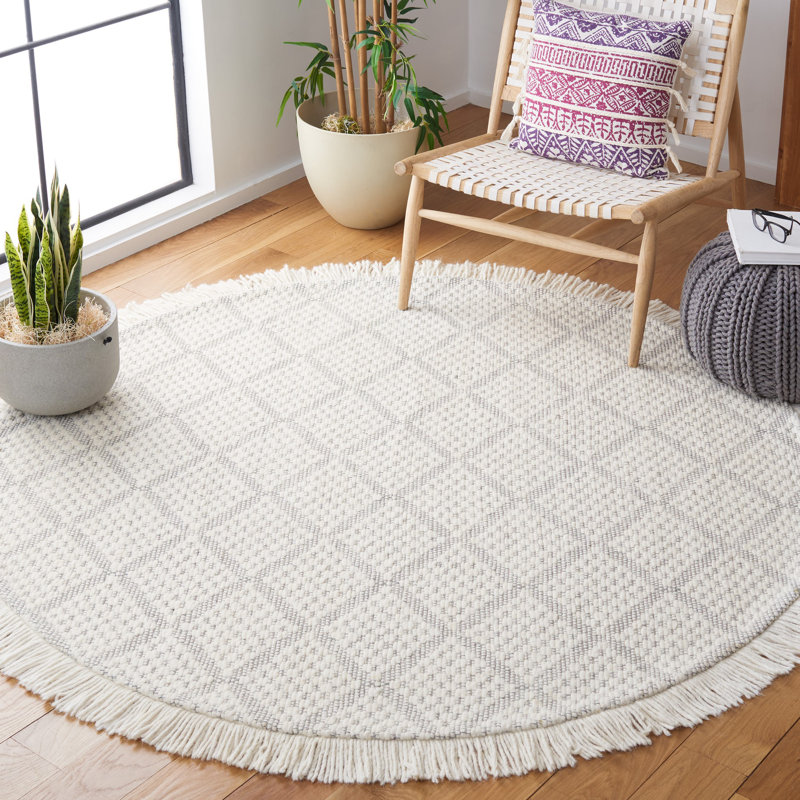 Tapis en laine et coton tissés à la main Welty Natura, Rond 6 pi