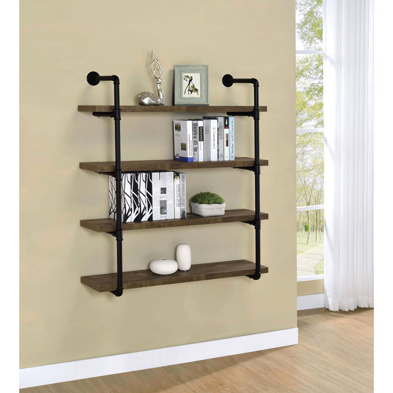 Tablette murale de 40 po en chêne noir et rustique - option de rangement polyvalente, s'adapte à différents espaces + décor brun avec rangement fonctionnel, design vertical