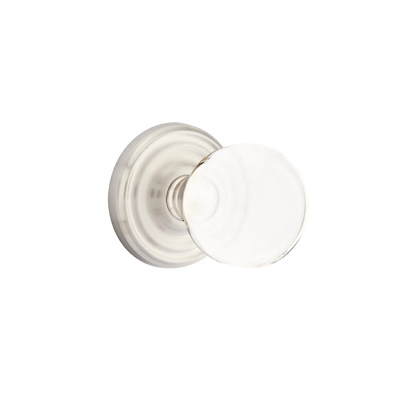 Ensemble de faux boutons Emtek avec rosette régulière et bouton en verre Bristol, Nickel satiné