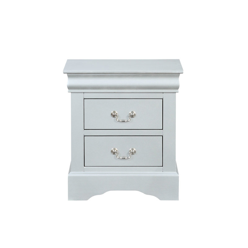 Platinum Nightstand For Bedroom Use - Ample Drawer Space, Metal Glides, Synthetic Material, Silver Grey Finish, 24" H X 15" D 21" W Modern Spacious Storage, Construction, Color,