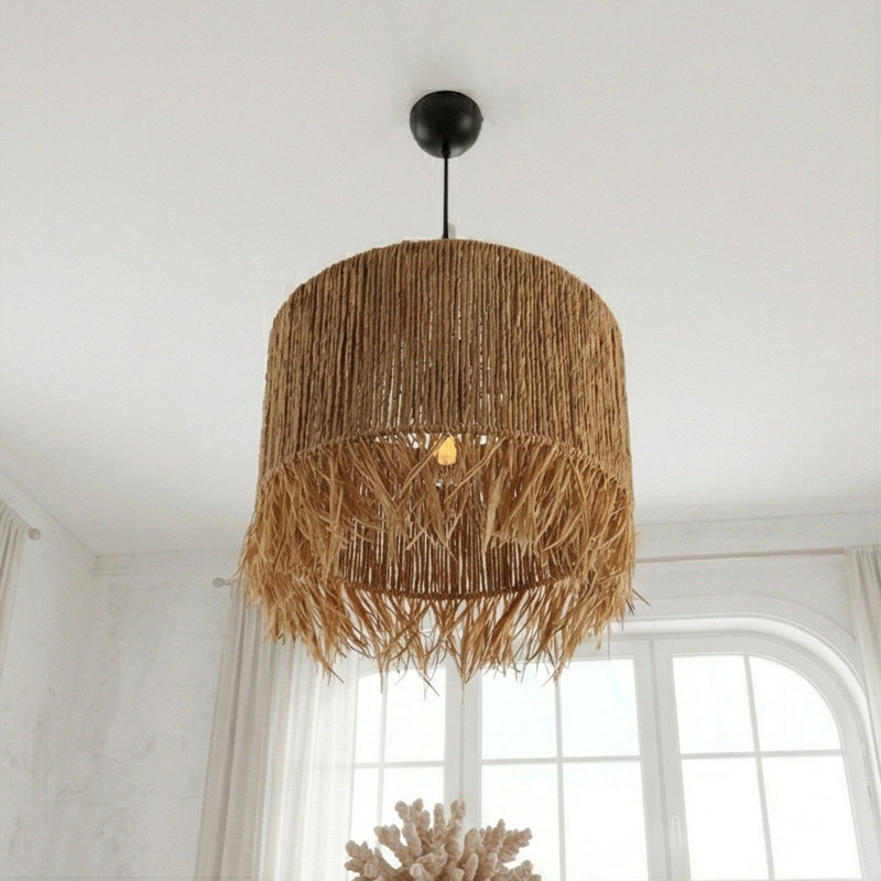 Lustre à pampilles en jute à 1 lumière Zayla