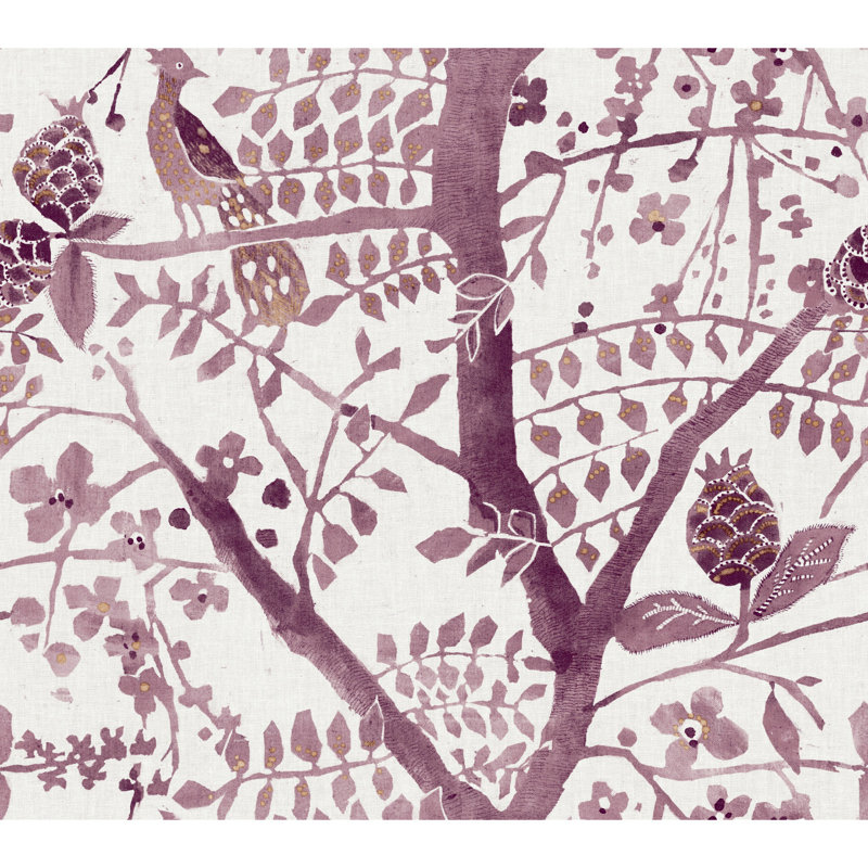 Papier peint à imprimé paon, Mauve