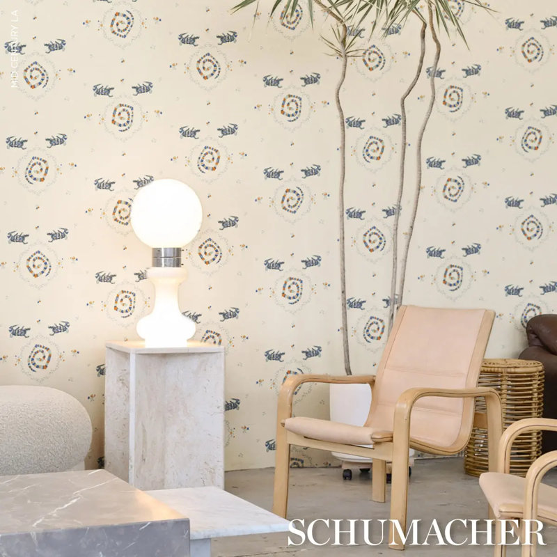 Schumacher x Backdrop Reptilia Wallpaper, Warm Blue