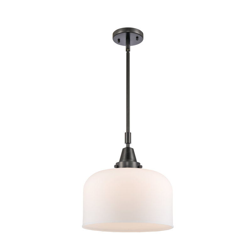 Lesher 1 - Light Single Pendant, Matte White, 47.125" H x 12" W x 12" D, Matte Black