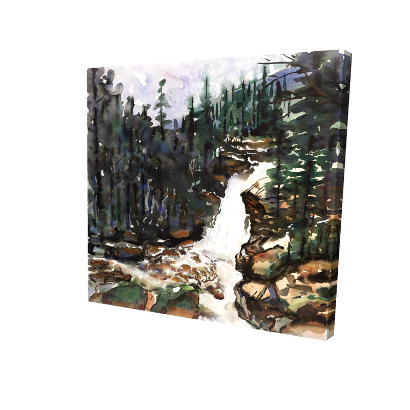Chutes des arbres de l'Alberta, toile rustique brune - Art de la décoration intérieure, H 24 po x l 24 po