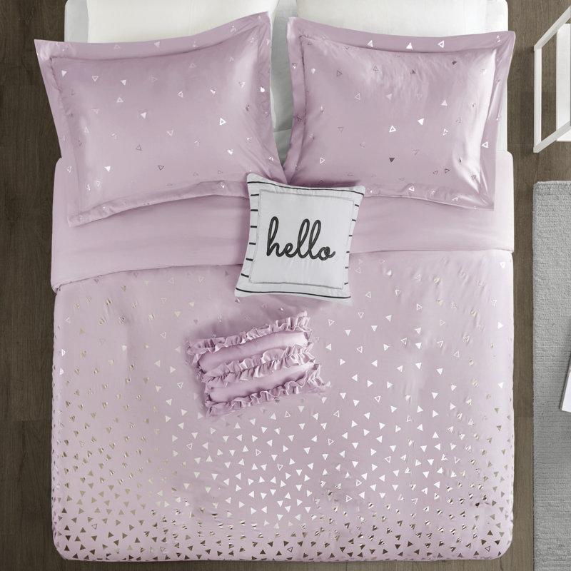 Ensemble de housse de couette Zoey, Mauve / argenté, Housse de couette double / grand et 2 taies décor