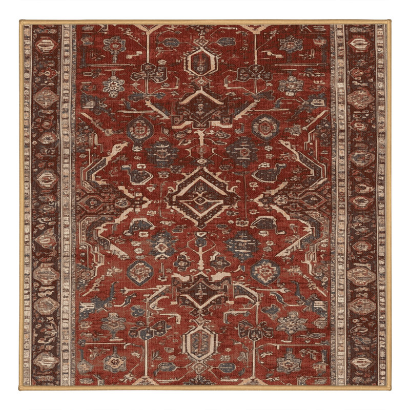 Tapis brun lavable à la machine, Carré 7 pi