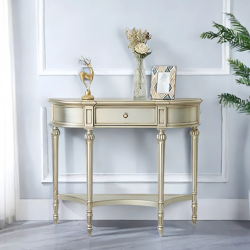 French Style Entryway Cabinet, Champagne Gold, 34.6" H x 47.2" W x 15" D