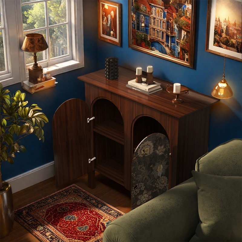 Armoire de rangement décorative en pin naturel