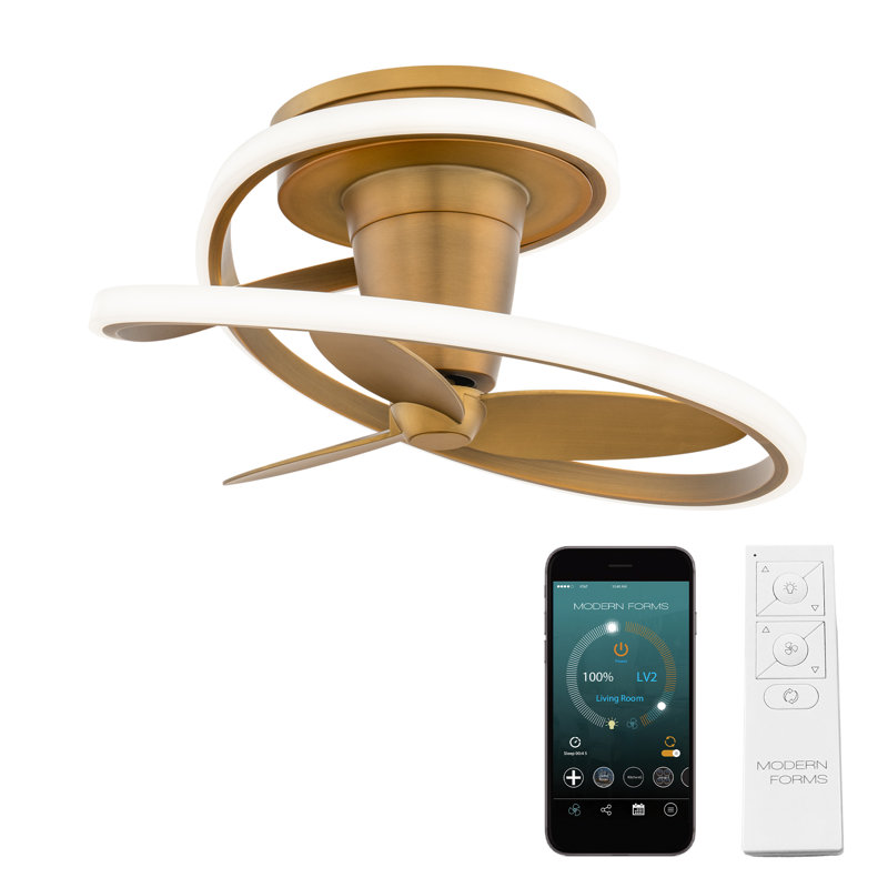 Veloce 3-Blade Smart Fandelier, Aged Brass
