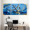 Anchor Chain Waves Gold Blue Ocean, ensemble de 3 impressions sur toile