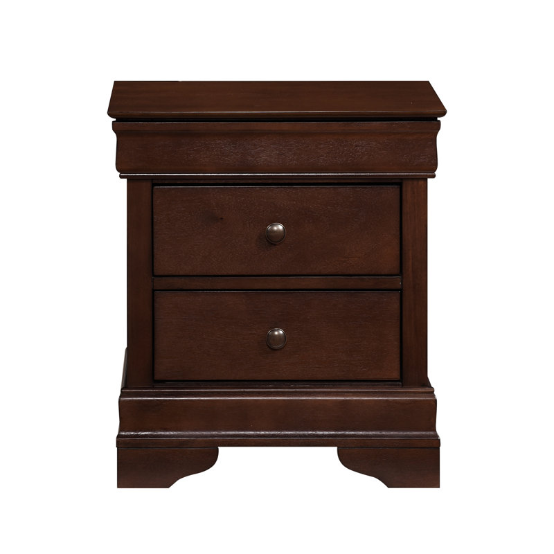 Table de chevet style Louis Philippe avec placage en cerisier brun