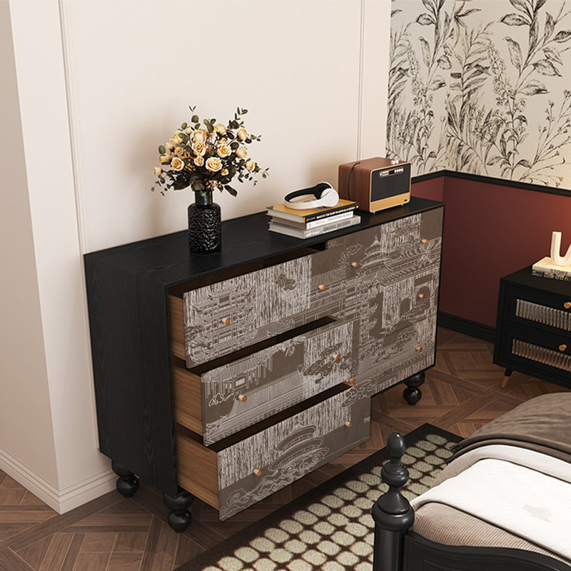 Solid Pine Six-Drawer Entryway Cabinet