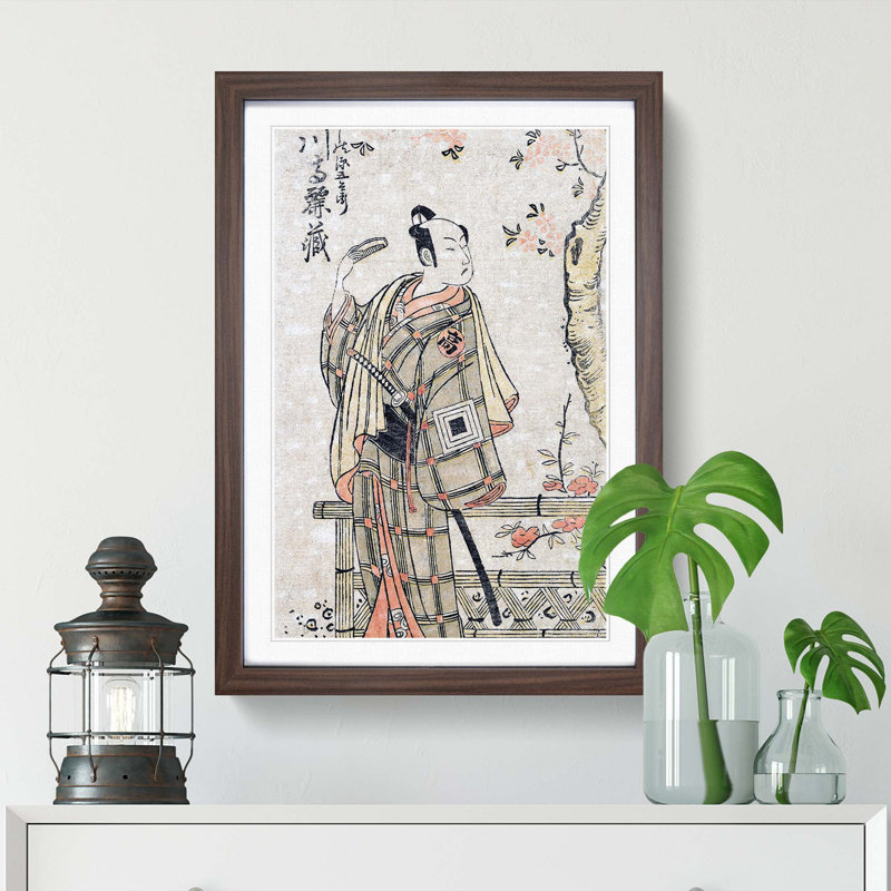 Ichikawa Komazo I by Torii Kiyonaga - Picture Frame Art Print, 48cm H x 36cm W x 2cm D, Walnut Framed